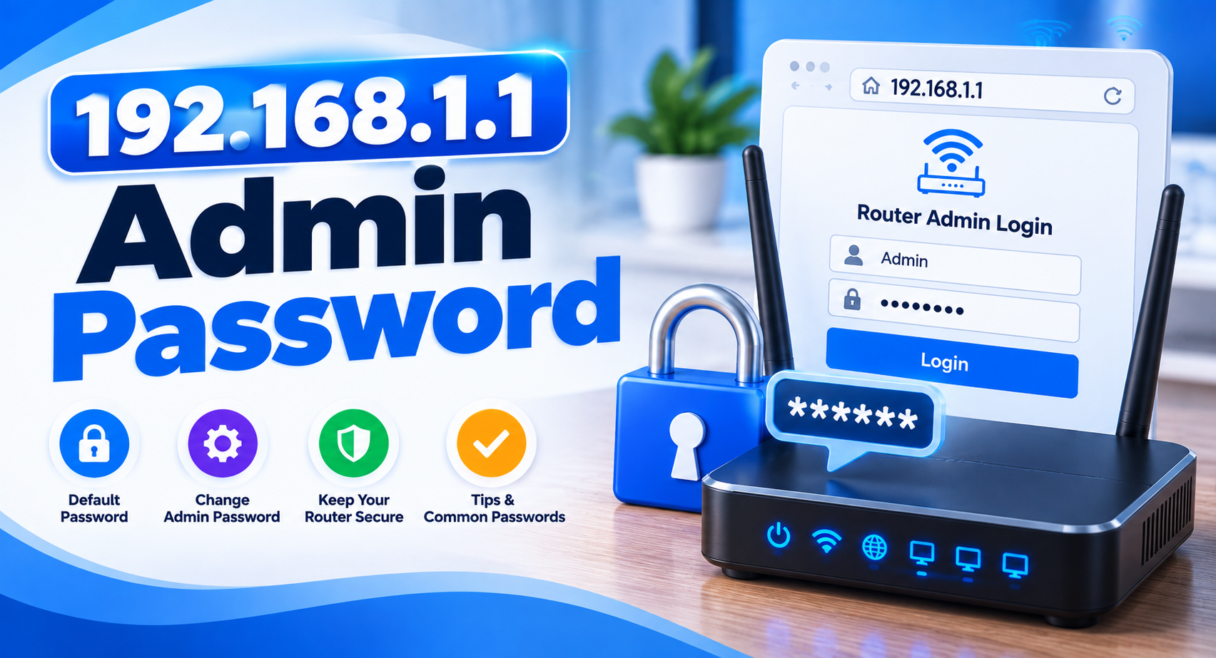 Router label showing admin and WiFi password