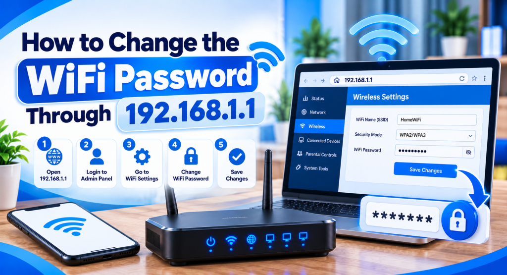 Change WiFi password in the router wireless security settings