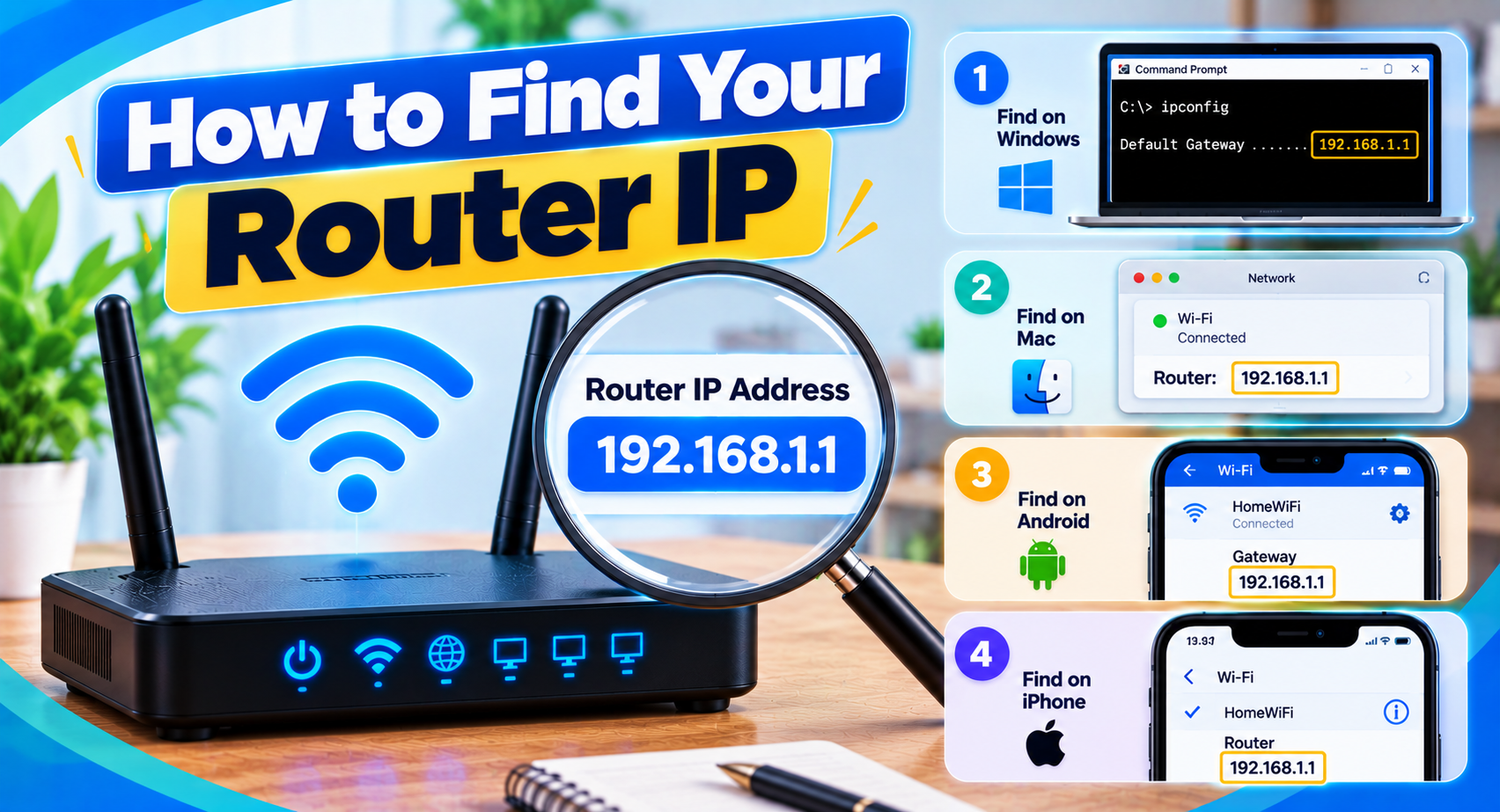 How to find your router IP address on Windows, Mac, Android and iPhone