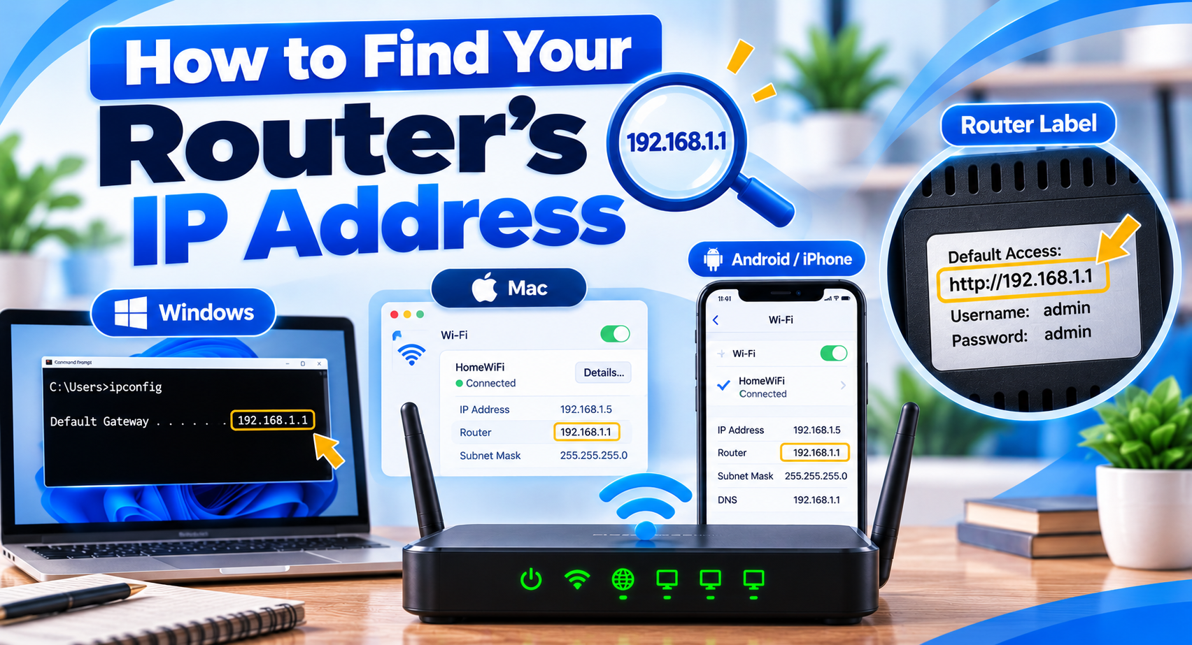 Finding default gateway IP on Windows and phone