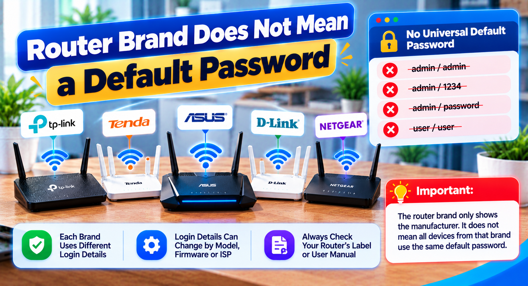 Router brands do not share one universal default login or password
