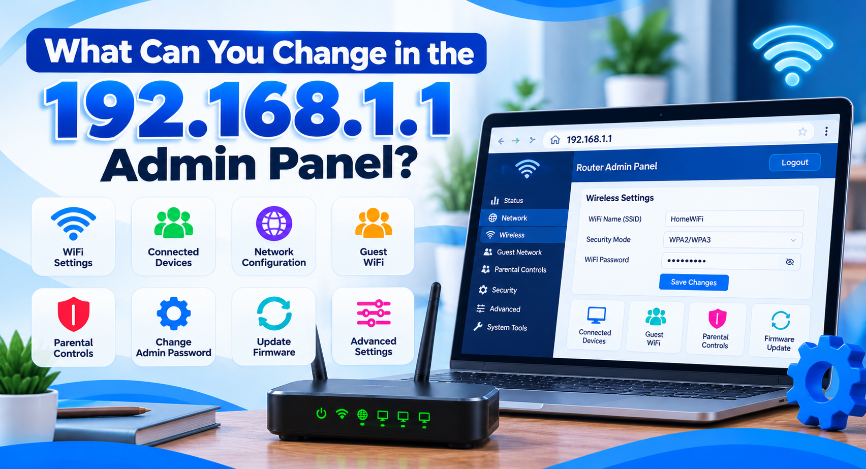 Router admin panel dashboard at 192.168.1.1